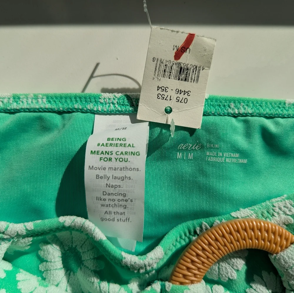 Aerie Green Floral Swim Bottom